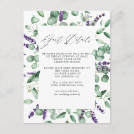 Carte D'accompagnement Eucalyptus Lavender Greenery Mariage Détails du cl