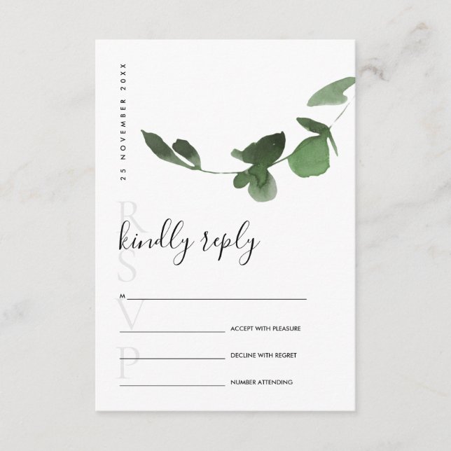 CARTE D'ACCOMPAGNEMENT EUCALYPTUS MARIAGE DE COULEUR D'EAU EN FOLIAGE VER (Devant)