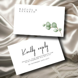 Carte D'accompagnement Eucalyptus Noir & Blanc Minimaliste Mariage RSVP