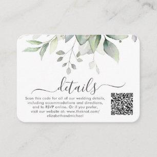 Carte D'accompagnement Eucalyptus Photo QR Code Détails du Mariage
