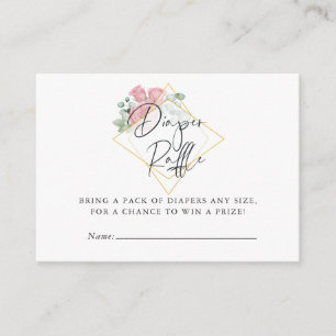 Carte D'accompagnement Eucalyptus Rose Geometry Baby Diaper Raffle