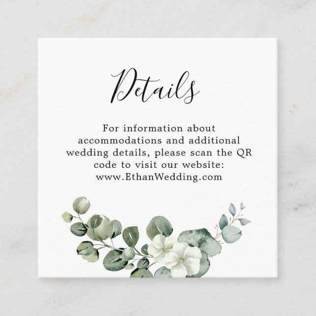 Carte D'accompagnement Eucalyptus Rustique Mariage de verdure (Devant)