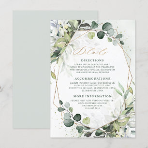 Carte D'accompagnement Eucalyptus Sage Greenery Détails du Mariage géomét