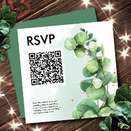 Carte D'accompagnement Eucalyptus simple vert code qr rsvp mariage