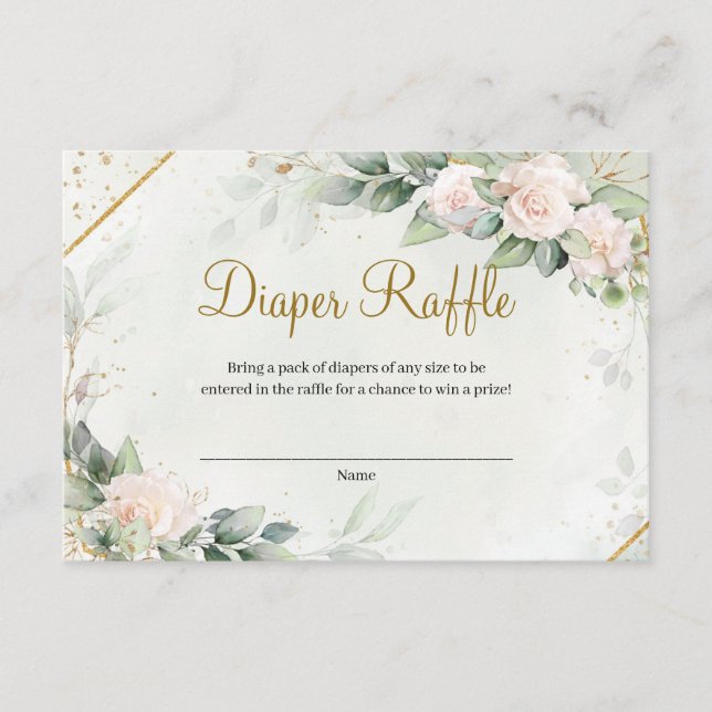 Carte D'accompagnement Eucalyptus Verdure Blush Rose Gold Diper Raffle (Devant)