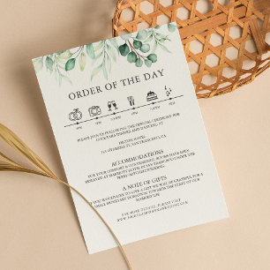 Carte D'accompagnement Eucalyptus vert Détails du Mariage Timeline