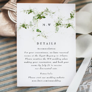 Carte D'accompagnement Eucalyptus Wreath Monogram Détails du Mariage