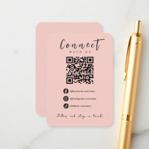 Carte D'accompagnement Facebook Instagram Tiktok Blush Pink QR Code