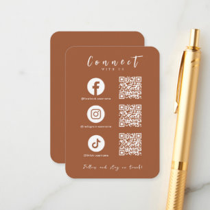 Carte D'accompagnement Facebook Instagram Tiktok QR Code Terracotta