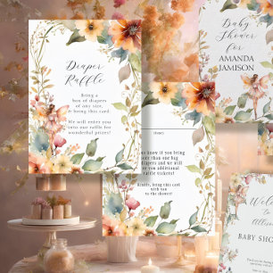 Carte D'accompagnement Fairy Fall Floral Daisy Baby Girl Diaper Raffle