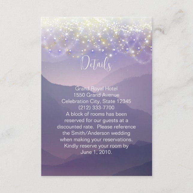 Carte D'accompagnement Fairy Lumières Violet Violet Mariage (Devant)
