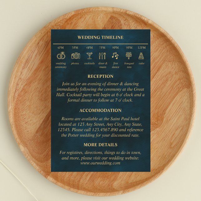 Carte D'accompagnement Fairy Tale Timeline Détails du Mariage Emerald Gol (Créateur téléchargé)