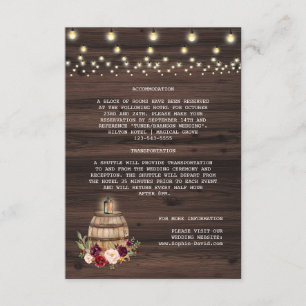 Carte D'accompagnement Fall Burgundy Floral Vin Barrel Détails du Mariage