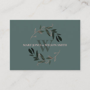 CARTE D'ACCOMPAGNEMENT FAUNE ROSE VERTE BLUSH WREATH MARIAGE WISHING BIEN