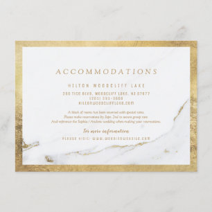 Carte D'accompagnement Faux doré marbre moderne mariage hébergement
