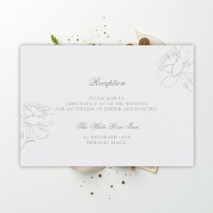 Carte D'accompagnement Faux Embossé Perle Rose Réception Mariage Classiqu
