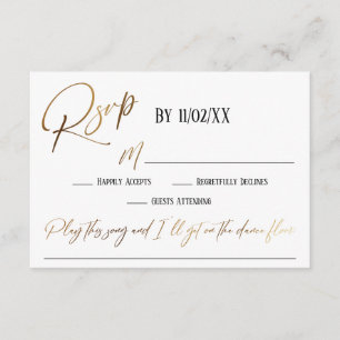 Carte D'accompagnement Faux Gold écriture manuscrite Elegant RSVP Song Re