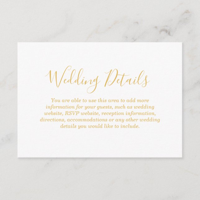 Carte D'accompagnement Faux Gold Foil Glamour | Détails de la réception d (Devant)