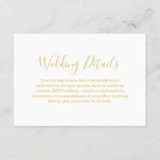Carte D'accompagnement Faux Gold Foil Glamour | Détails de la réception d