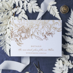 Carte D'accompagnement Faux Gold Foil Main Florale Creutée Élégante Maria