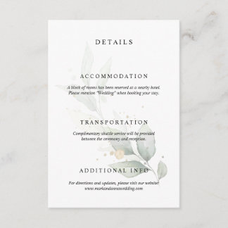 Carte D'accompagnement Faux Gold Greenery Wedding Details Enclosure Card