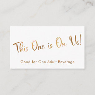 Carte D'accompagnement Faux Gold sur White Drink Tickets Insérer des cart