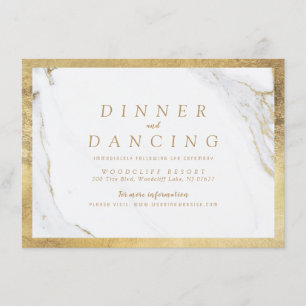 Carte D'accompagnement Faux marbre d'or luxe réception de mariage moderne