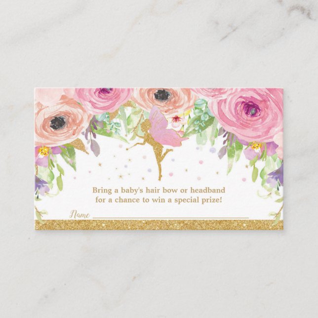 Carte D'accompagnement Fée Baby shower Bow Raffle Headband Baby Girl (Devant)