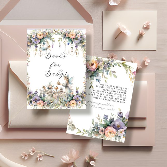 Carte D'accompagnement Fée enchantée Tea Party Livres floraux pour bébé (Créateur téléchargé)