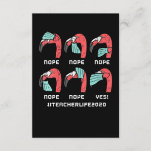 Carte D'accompagnement Femme Flamant rose visage Masque enseignant Vie 20