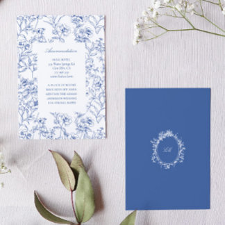 Carte D'accompagnement Fench Blue Chinoiserie Toile Mariage Hébergement