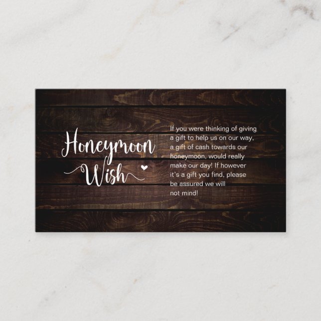 Carte D'accompagnement Ferme Rustique Bois foncé, désir lune de miel (Devant)