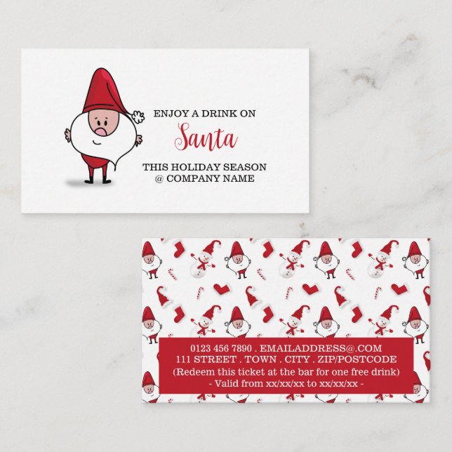 Carte D'accompagnement Festive - Grumpy Père Noël - Billet boisson (Devant / Derrière)