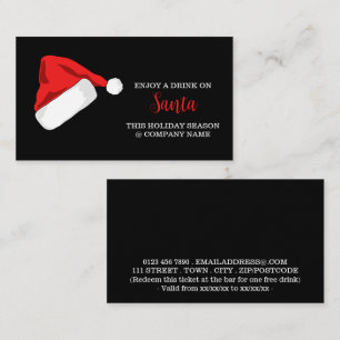 Carte D'accompagnement Festive - Santa Hat - Billet boisson