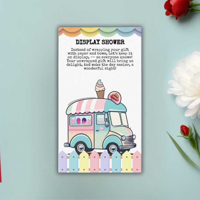 Carte D'accompagnement Fête Baby Shower aux paillettes du camion de glace (Créateur téléchargé)