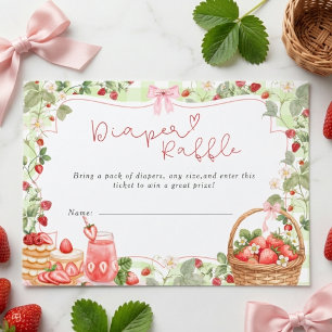 Carte D'accompagnement Fête bébé douce fraise à ruban rose
