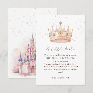 Carte D'accompagnement Fête d'anniversaire de la Couronne de Princesse