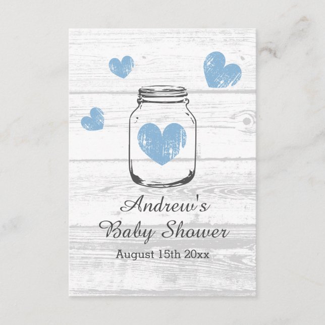 Carte D'accompagnement Fête de baby shower du garçon en bois rustique (Devant)