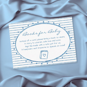 Carte D'accompagnement Fête de bébé à thème ruban à rayures aquarelle ble