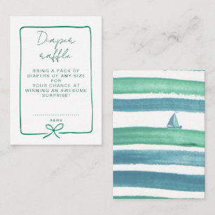 Carte D'accompagnement Fête de Bébé au Diaper Raffle Ocean Vert Aquarelle