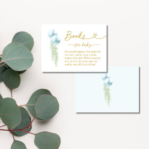 Carte D'accompagnement Fête de bébé ballon bleu 'Apportez un livre'