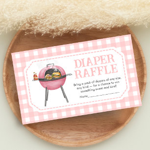 Carte D'accompagnement Fête de Bébé BBQ Burger Rose Tirage au Sort de Cou