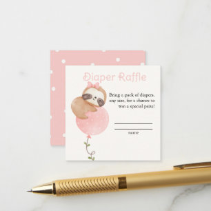 Carte D'accompagnement Fête de Bébé Fille Mignonne Paresseux Tirage au So