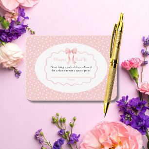 Carte D'accompagnement Fête de Bébé Fille Ruban Rose Points Pampers Tirag