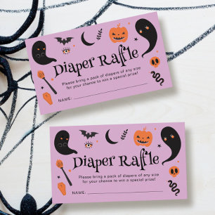 Carte D'accompagnement Fête de Bébé Halloween Violet Noir Raffle de Couch