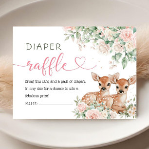 Carte D'accompagnement Fête de Bébé Jumeaux Filles "Oh Cerf" Tirage au So