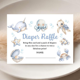 Carte D'accompagnement Fête de Bébé Océanique Garçon Bleu Poussiéreux Tir