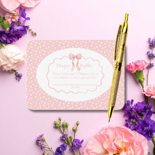 Carte D'accompagnement Fête de Bébé Ruban Rose Points Bébé Fille Couches