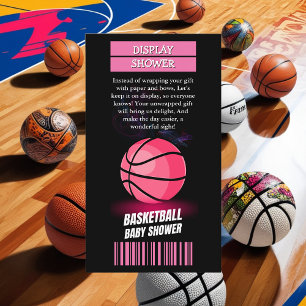 Carte D'accompagnement Fête de bébé thème basket-ball rose moderne Ticket