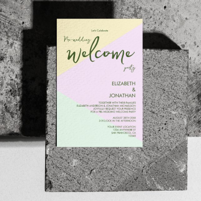 Carte D'accompagnement Fête de bienvenue de mariage géométrique pastel as (Créateur téléchargé)
